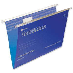 Rexel Crystalfile Classic Suspension File Manilla V-base 15mm Foolscap Blue Ref 78143 [Pack 50]